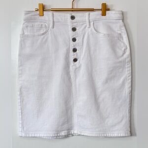 Banana Republic| White Front Button Denim Pencil Skirt Mini Sz 12P
